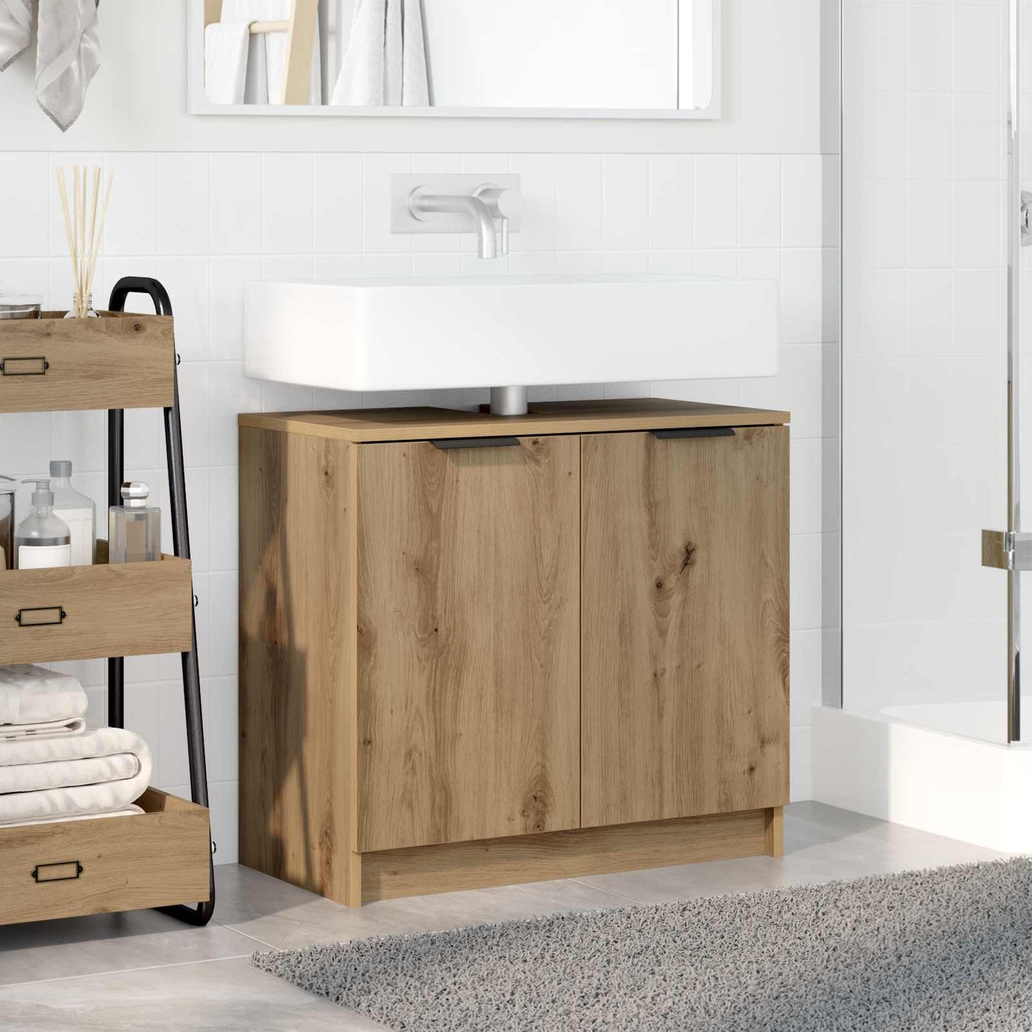 vidaXL Bathroom Cabinet Artisan Oak 64.5 x 33.5 x 59 cm