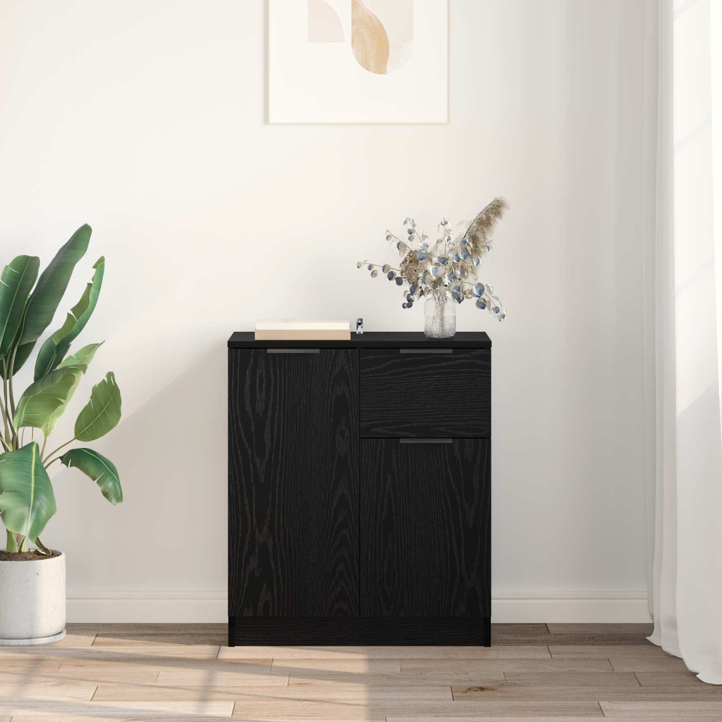 vidaXL Sideboard Black Oak 60 x 30 x 70 cm Engineered Wood
