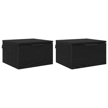 vidaXL Bedside Cabinet 2 pcs Black Oak 34 x 30 x 20 cm Engineered Wood