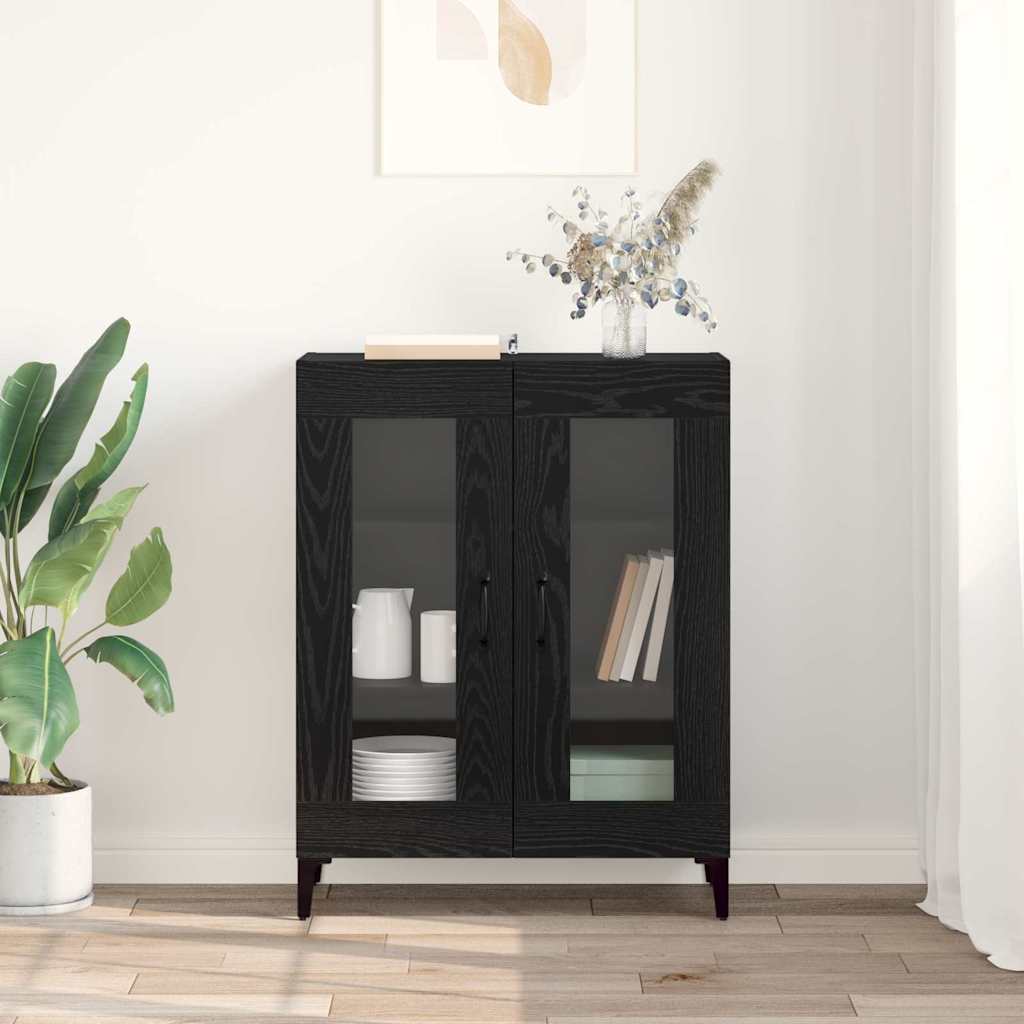 vidaXL Sideboard Black Oak 69.5 x 34 x 90 cm Engineered Wood and Iron