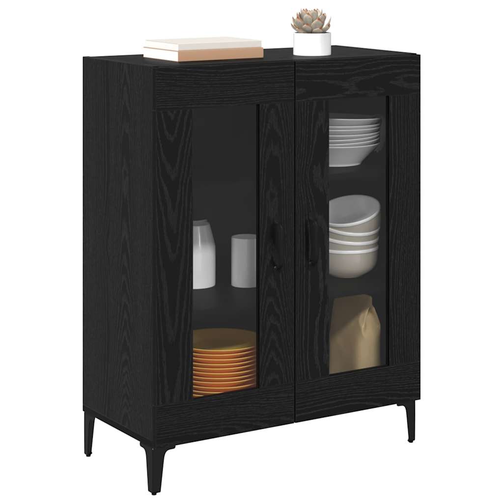 vidaXL Sideboard Black Oak 69.5 x 34 x 90 cm Engineered Wood and Iron