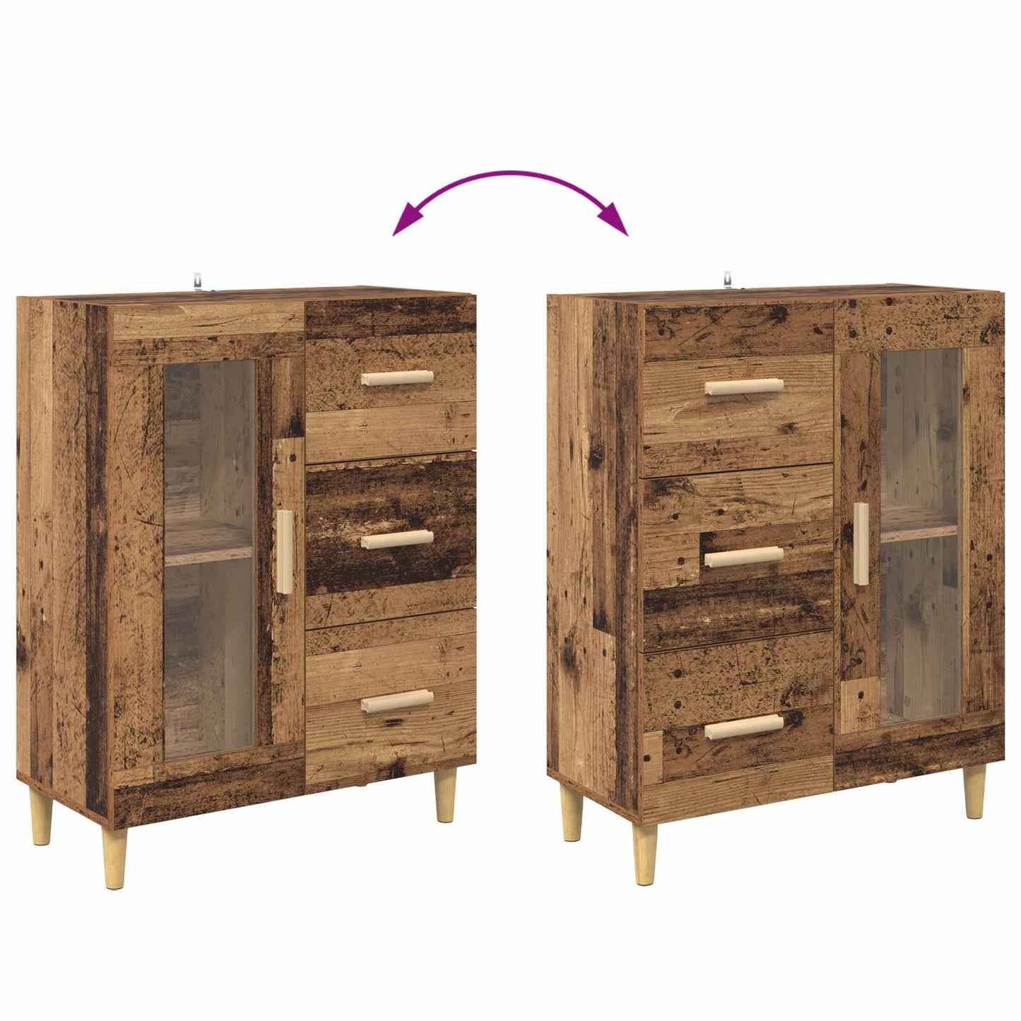 vidaXL Sideboard Old Wood 69.5 x 34 x 90 cm Engineered Wood