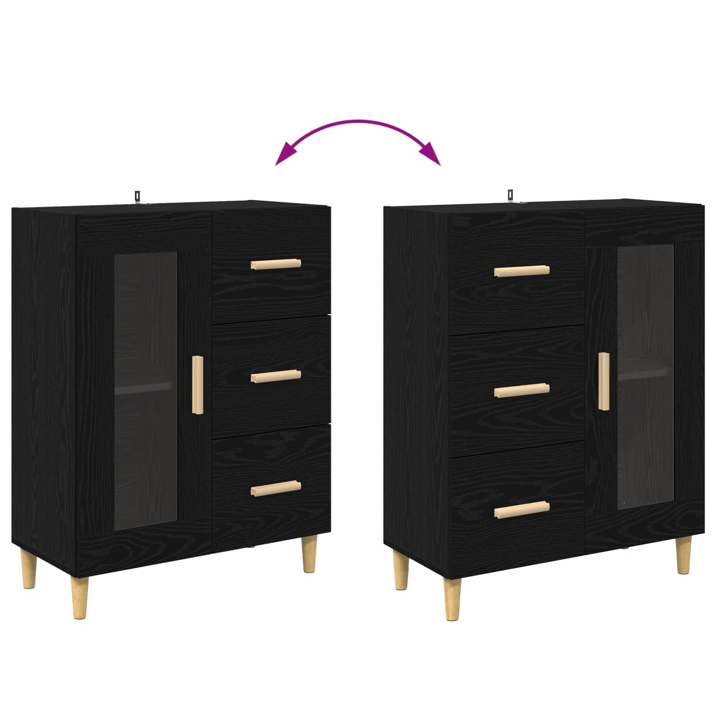 vidaXL Sideboard Black Oak 69.5 x 34 x 90 cm Engineered Wood