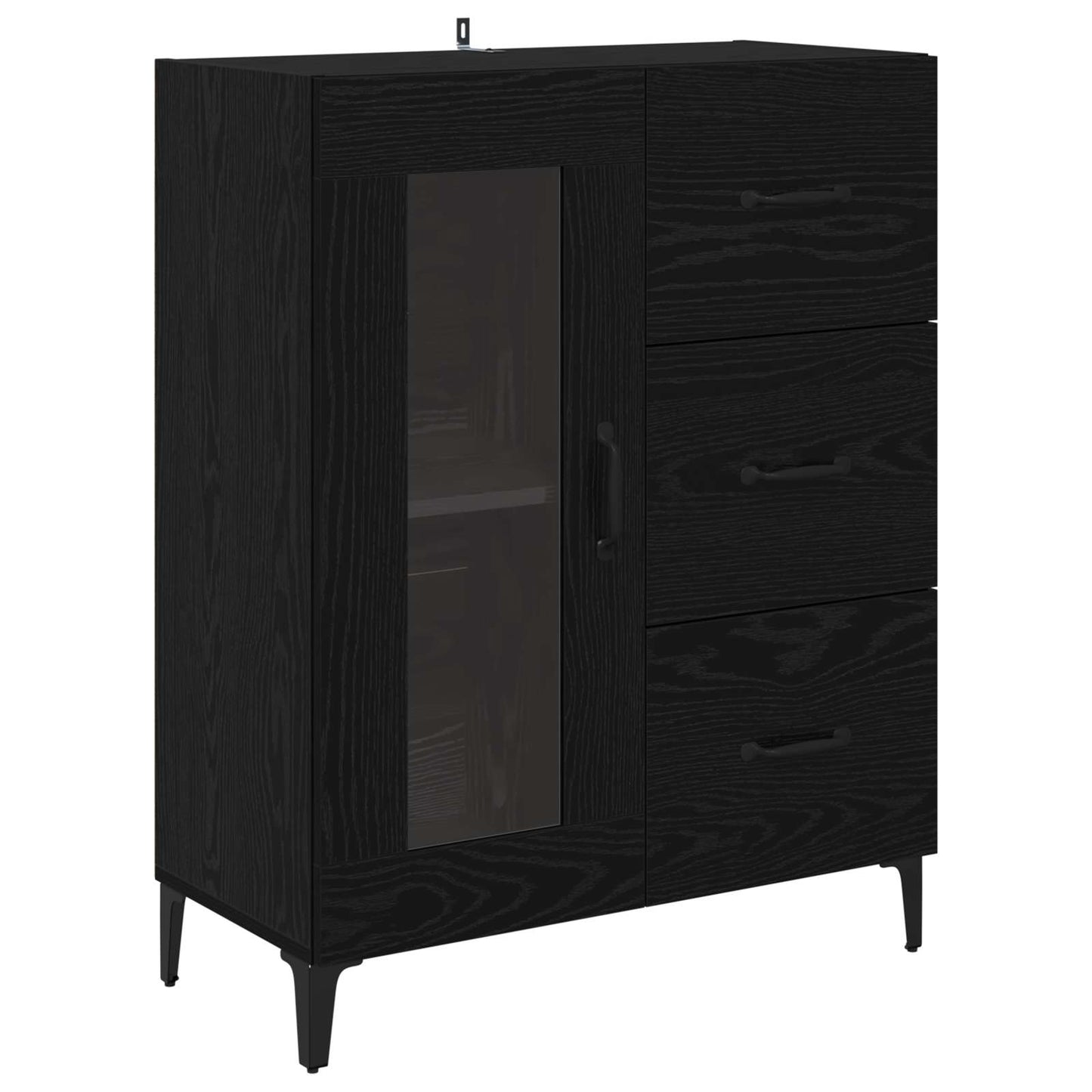 vidaXL Sideboard Black Oak 69.5 x 34 x 90 cm Engineered Wood and Iron