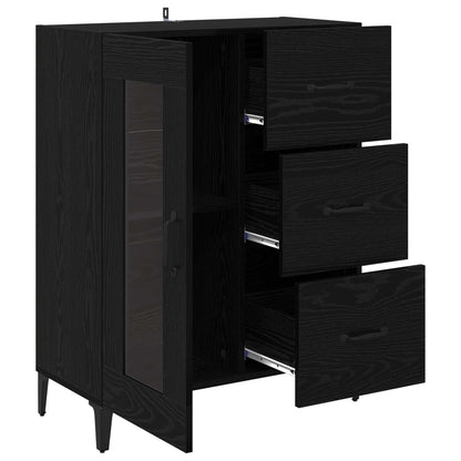 vidaXL Sideboard Black Oak 69.5 x 34 x 90 cm Engineered Wood and Iron