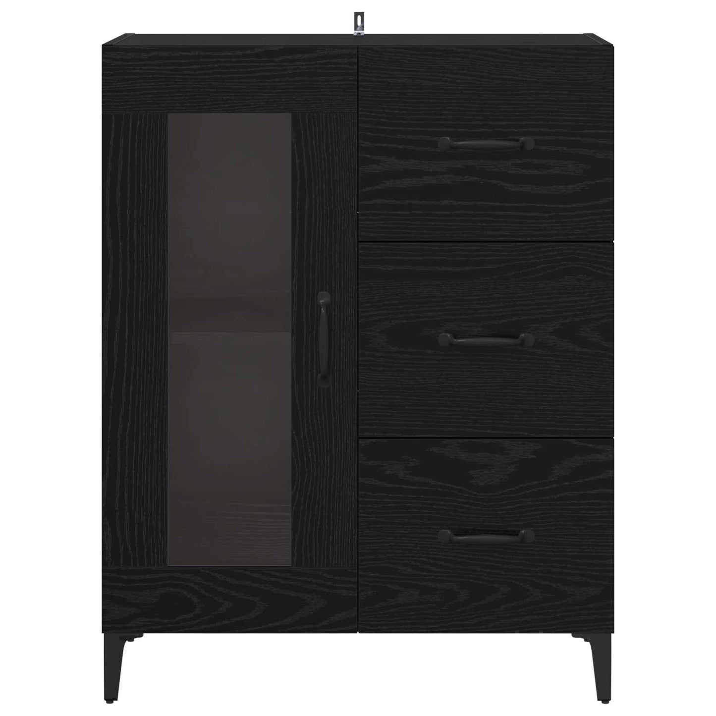 vidaXL Sideboard Black Oak 69.5 x 34 x 90 cm Engineered Wood and Iron