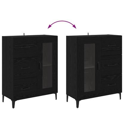 vidaXL Sideboard Black Oak 69.5 x 34 x 90 cm Engineered Wood and Iron
