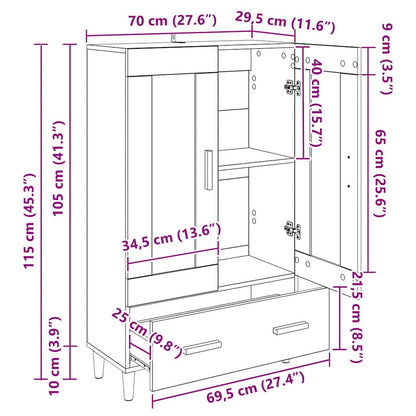 vidaXL Highboard Black Oak 70 x 31 x 115 cm Engineered Wood