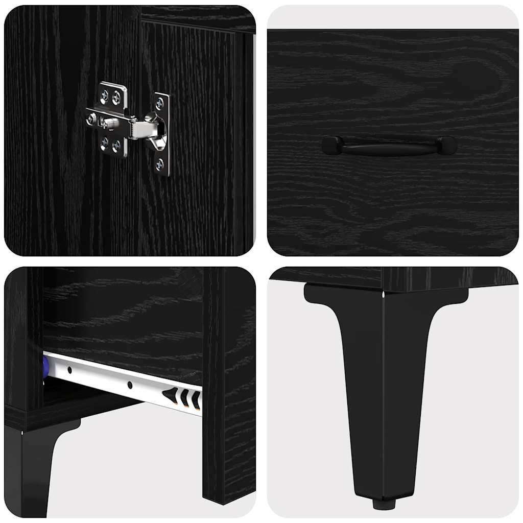 vidaXL Highboard Black Oak 70 x 31 x 115 cm Engineered Wood and Iron