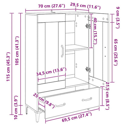 vidaXL Highboard Black Oak 70 x 31 x 115 cm Engineered Wood and Iron