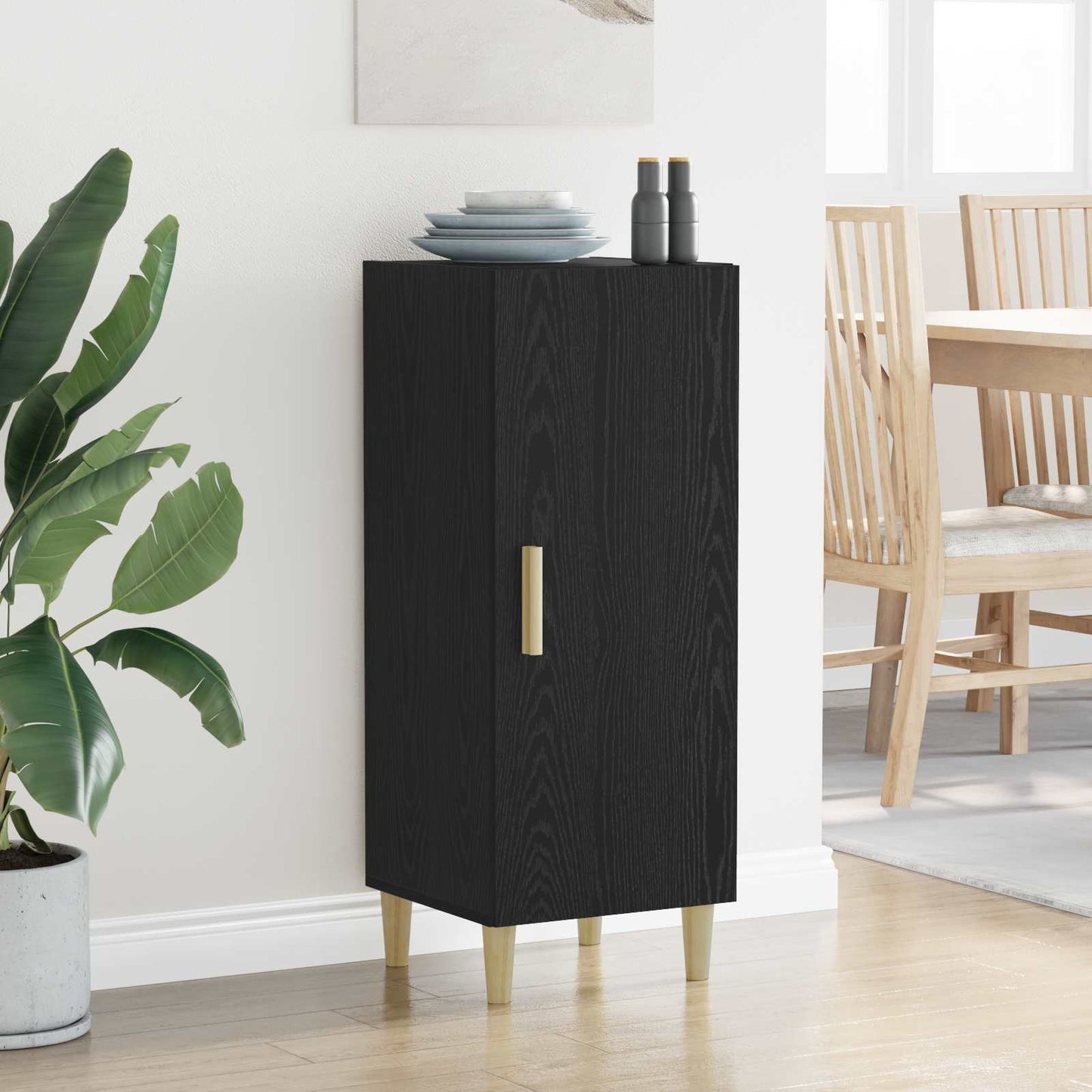 vidaXL Sideboard Black Oak 34.5 x 34 x 90 cm Engineered Wood