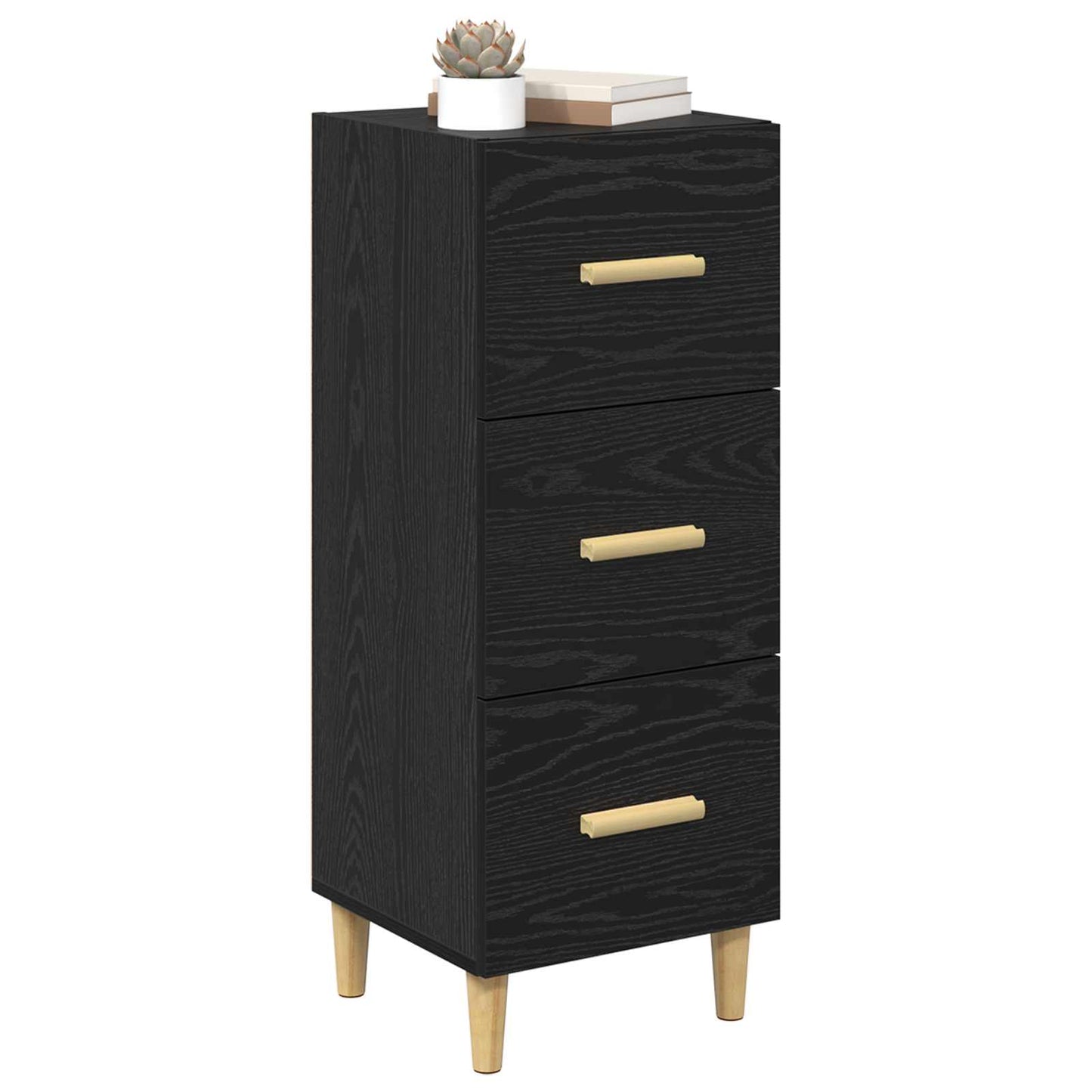 vidaXL Sideboard Black oak 34.5 x 34 x 90 cm Engineered wood