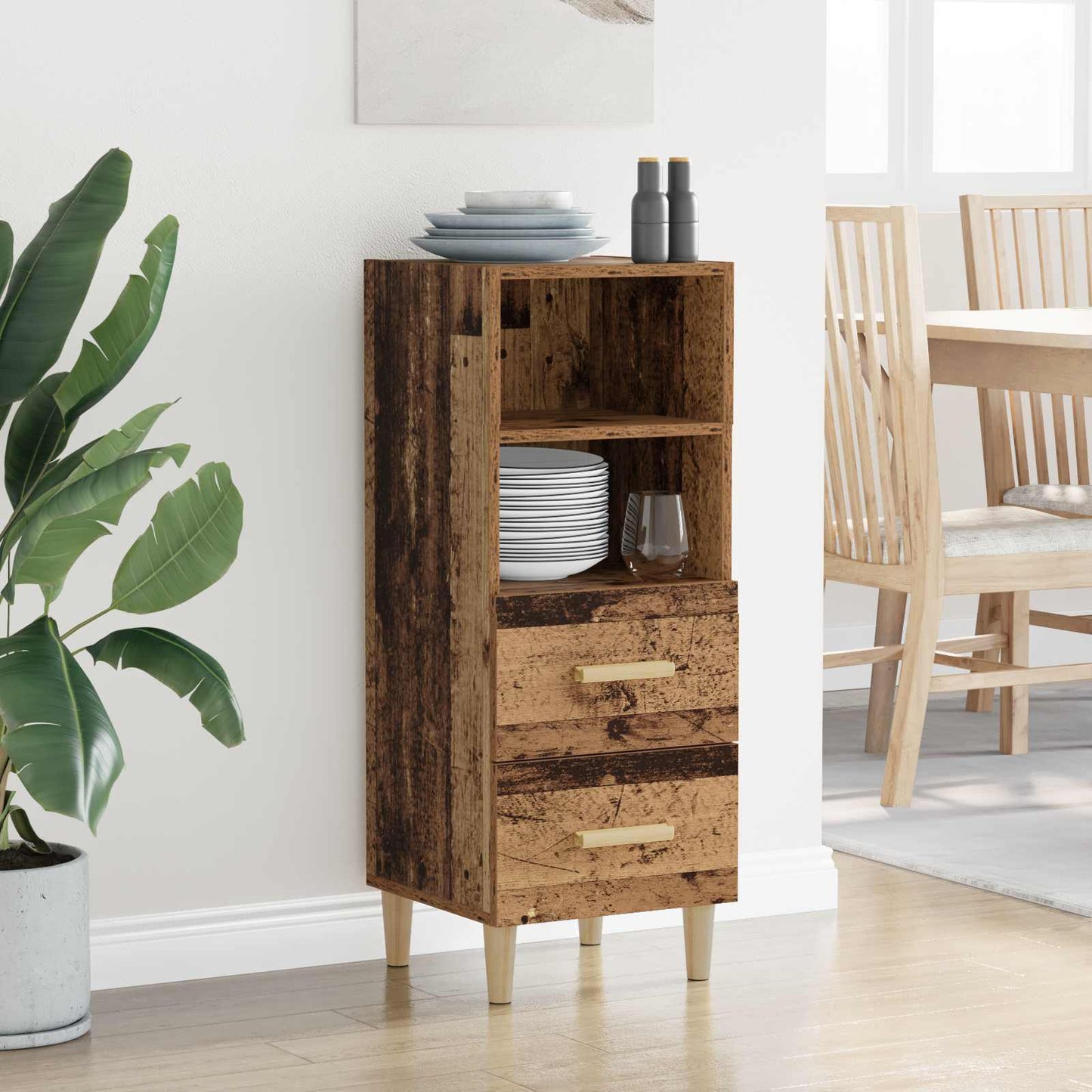 vidaXL Sideboard Old wood 34 x 34.5 x 90 cm Engineered Wood