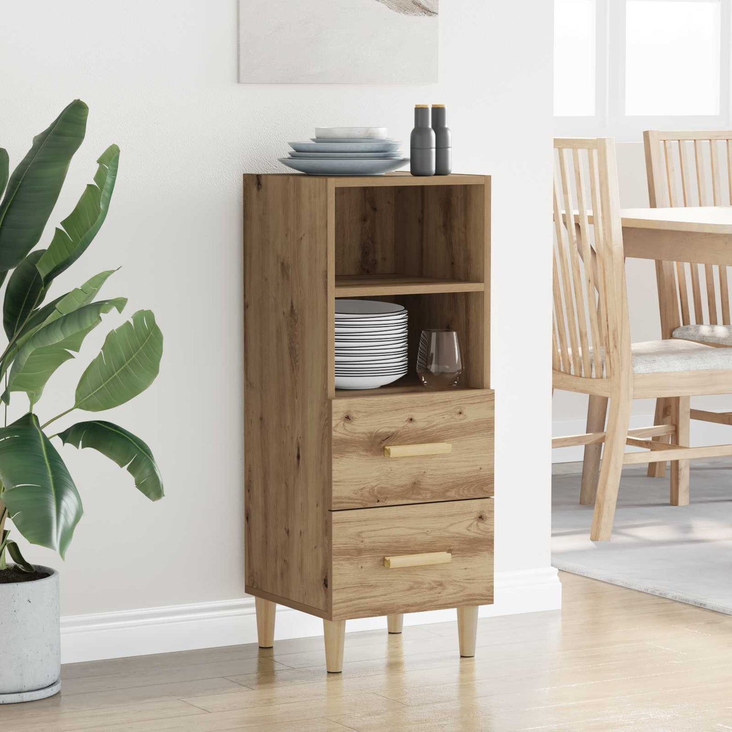 vidaXL Sideboard Artisan oak 34 x 34.5 x 90 cm Engineered Wood