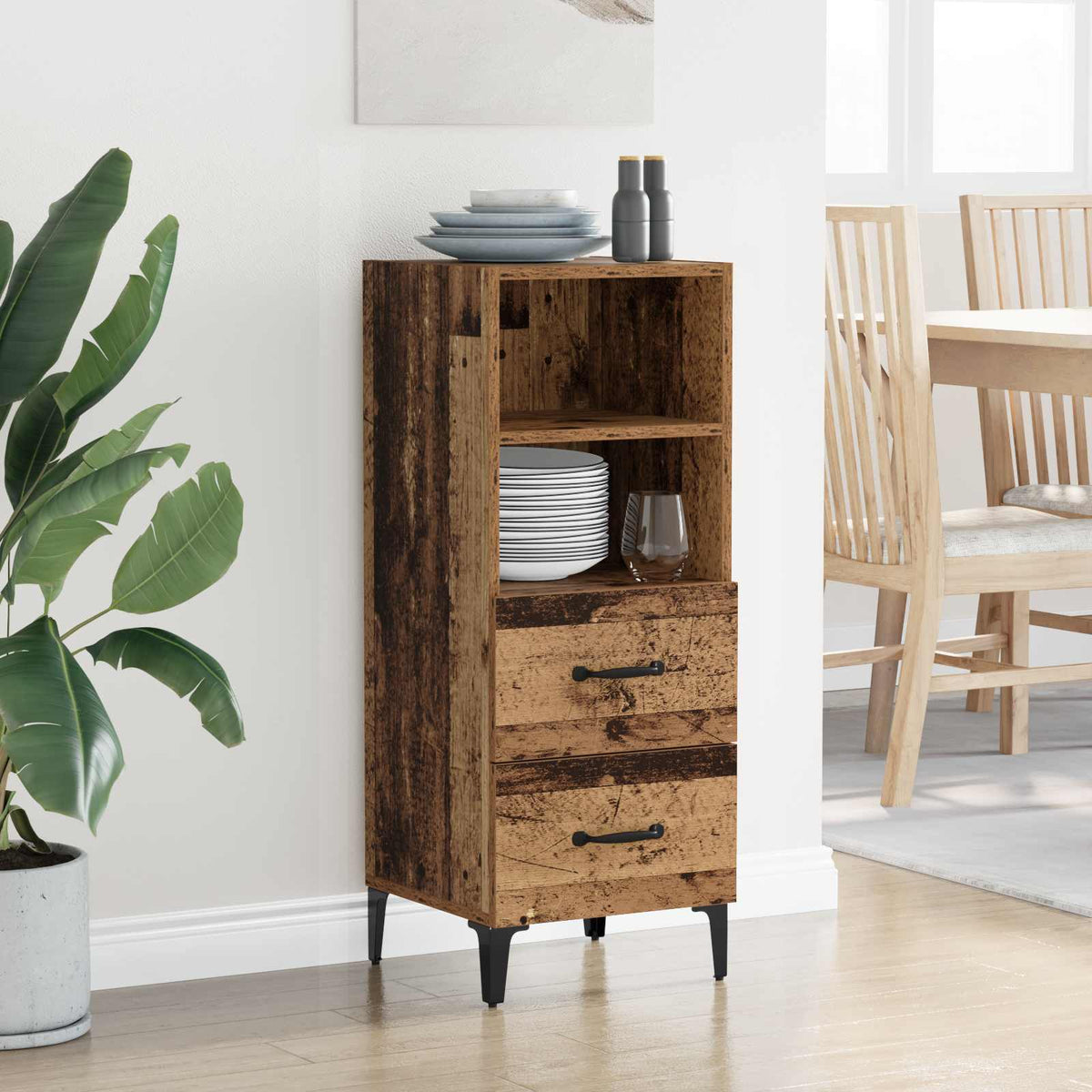 vidaXL Sideboard Old wood 34 x 34.5 x 90 cm Engineered Wood
