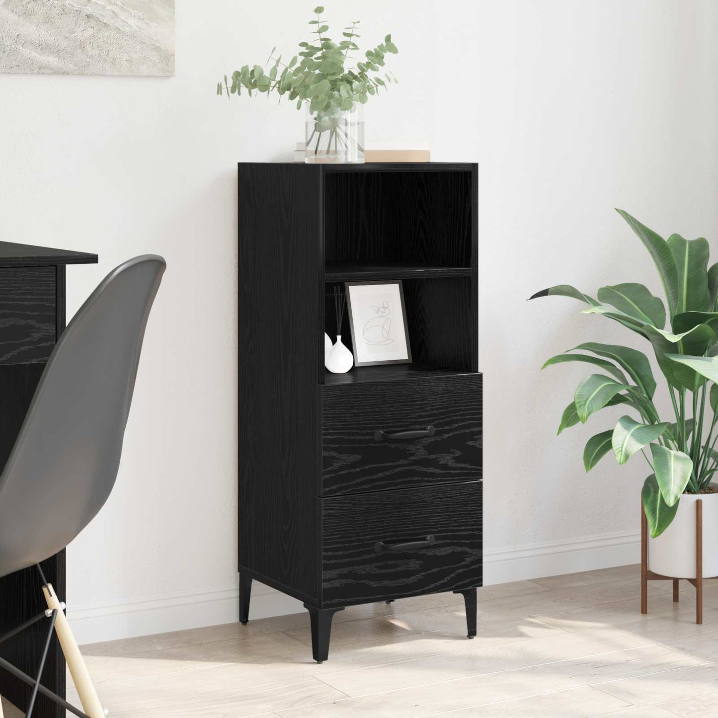 vidaXL Sideboard Black oak 34 x 34.5 x 90 cm Engineered wood