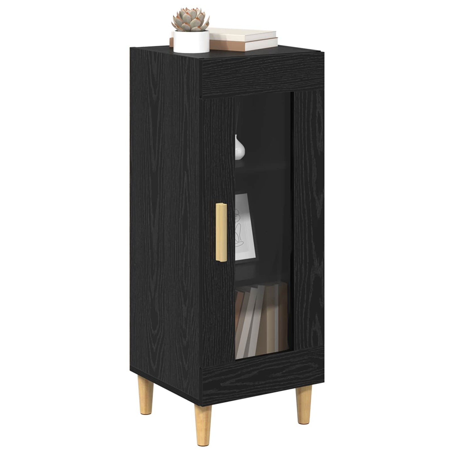 vidaXL Sideboard Black Oak 34.5 x 32.5 x 90 cm Engineered Wood