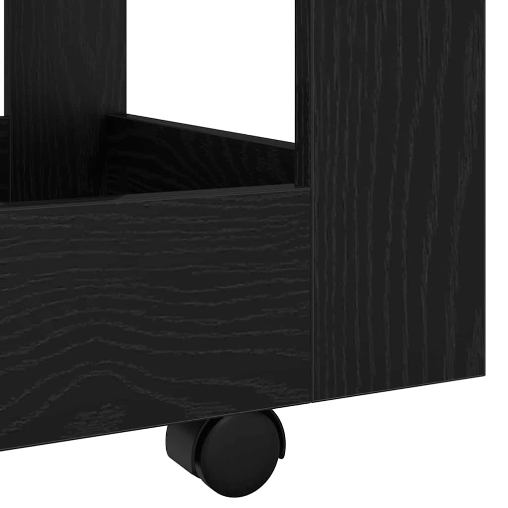 vidaXL Desk Trolley Black Oak 60 x 45 x 60 cm Engineered Wood