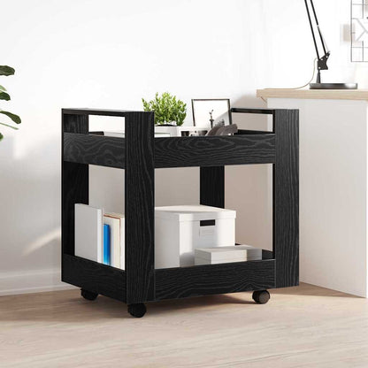 vidaXL Desk Trolley Black Oak 60 x 45 x 60 cm Engineered Wood