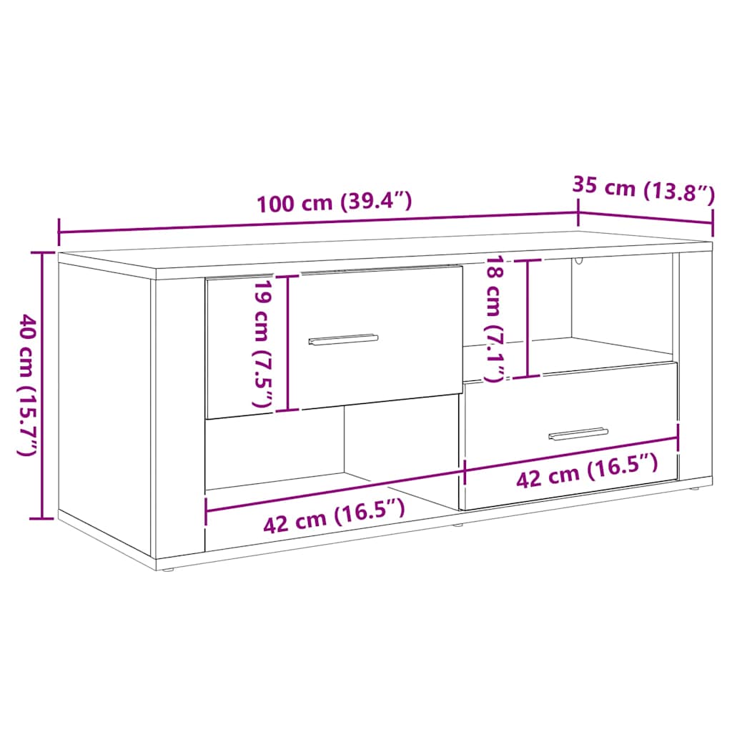 vidaXL TV Cabinet 100 x 35 x 40 cm Artisan Oak Engineered Wood