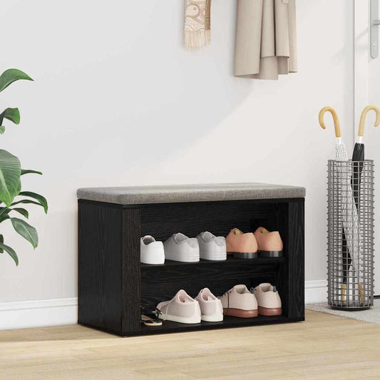 vidaXL Shoe Rack 75 x 35 x 45 cm Engineered Wood Black oak