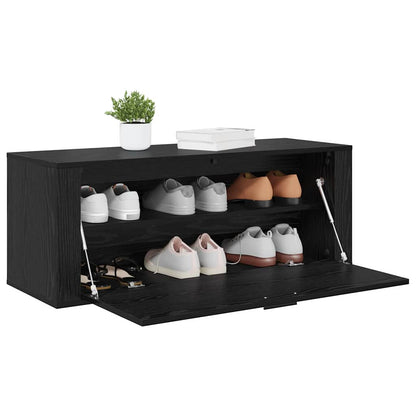 vidaXL Shoe Cabinet 100 x 35 x 38 cm Engineered Wood Black Oak