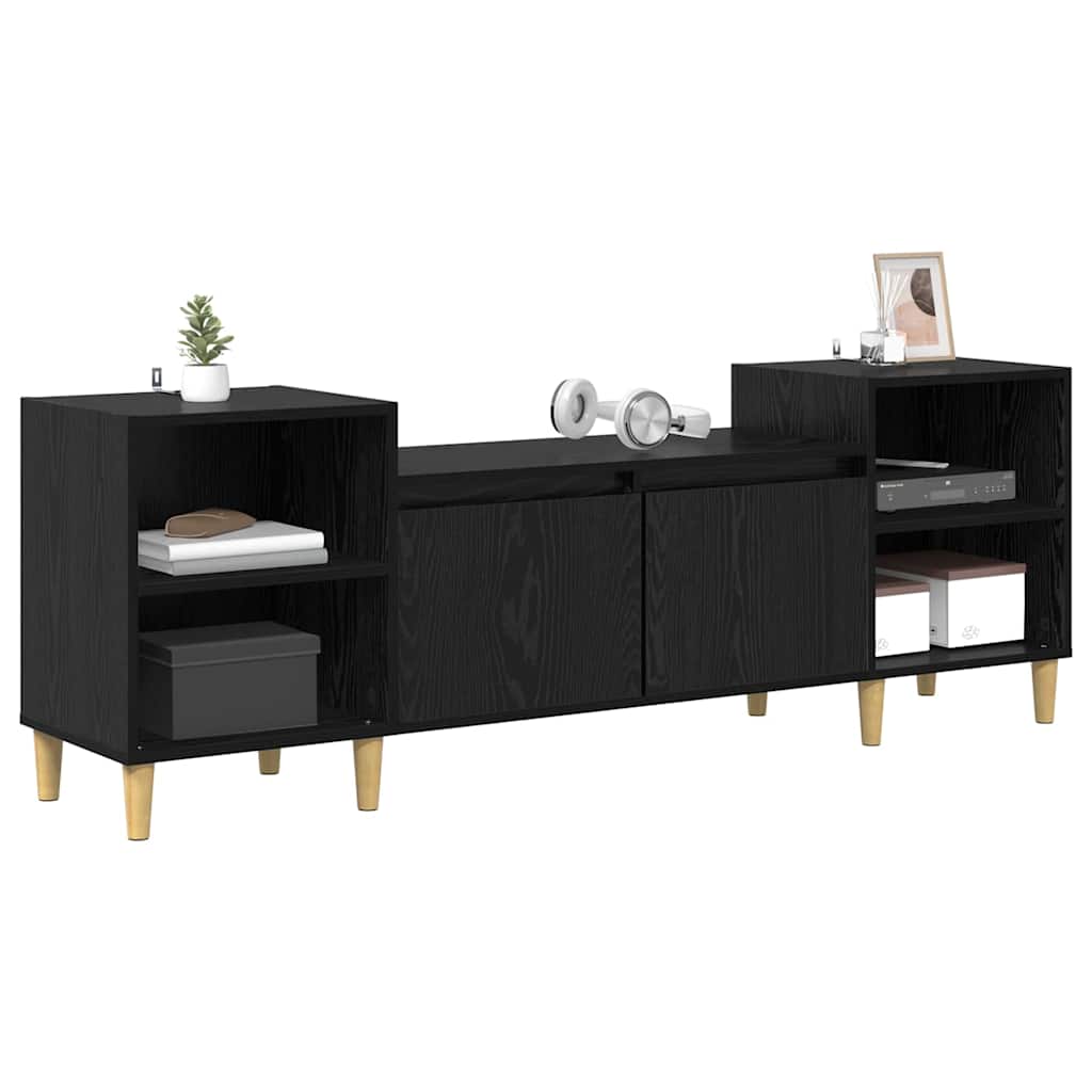 vidaXL TV Cabinet 160 x 35 x 55 cm Black Oak Engineered Wood