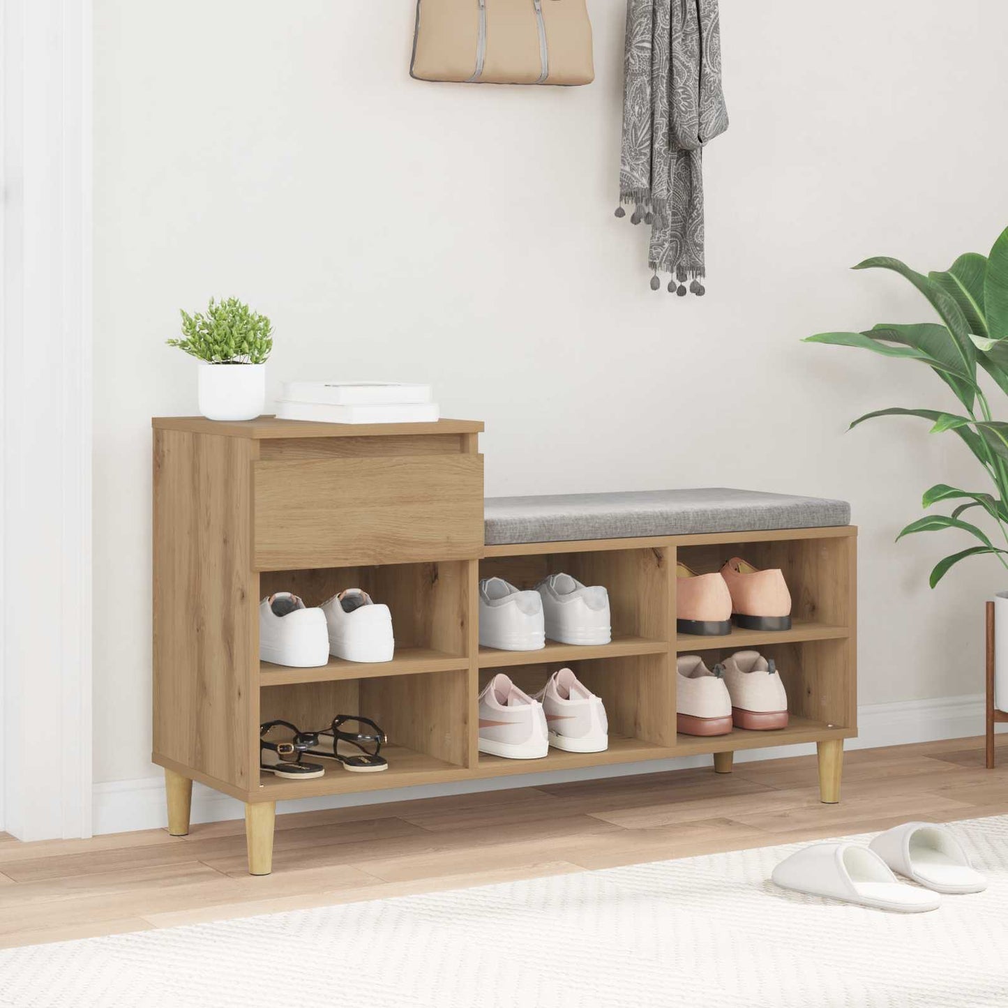 vidaXL Shoe Cabinet Artisan Oak 102 x 36 x 60 cm Engineered Wood