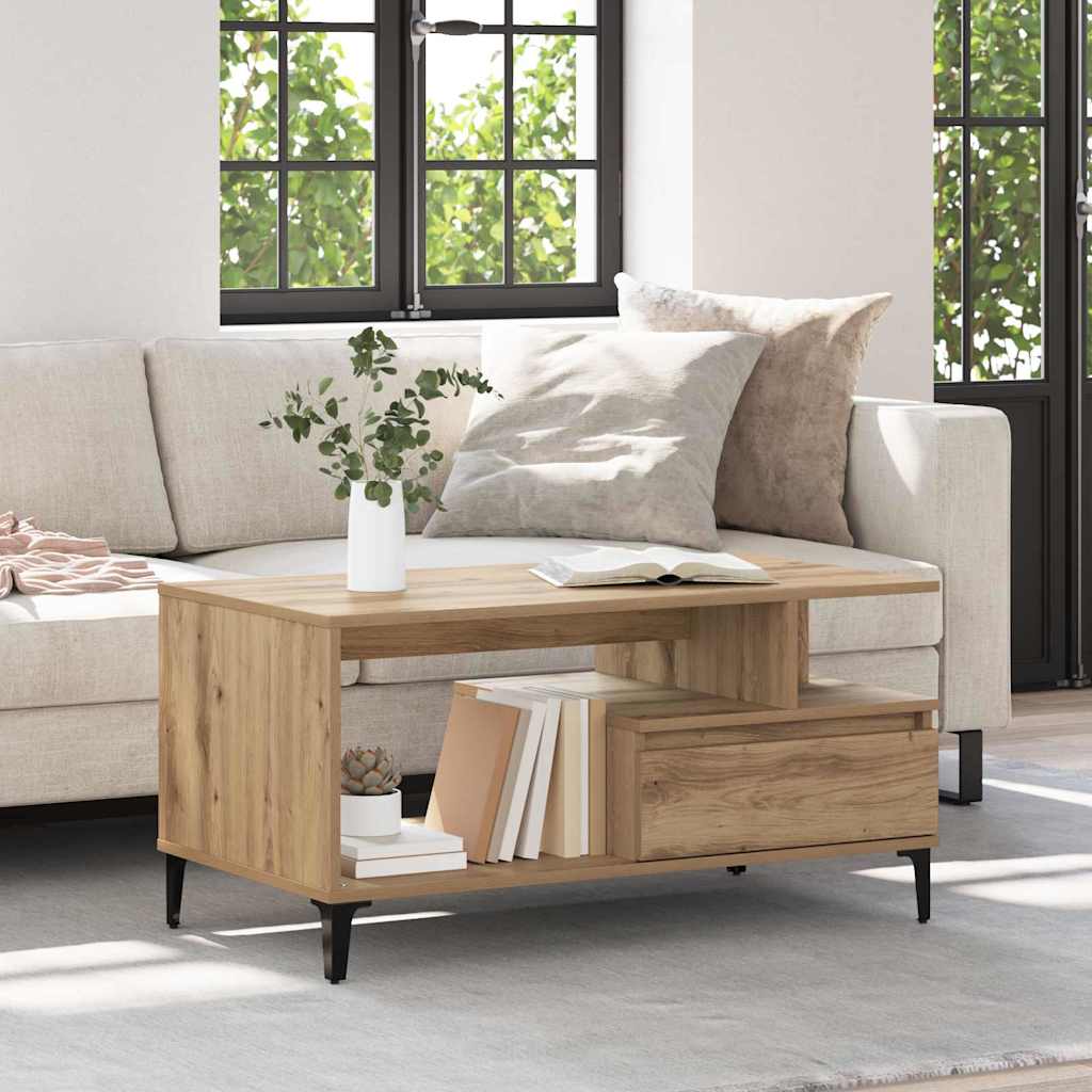 vidaXL Coffee Table Artisan Oak 90 x 49 x 45 cm Engineered Wood