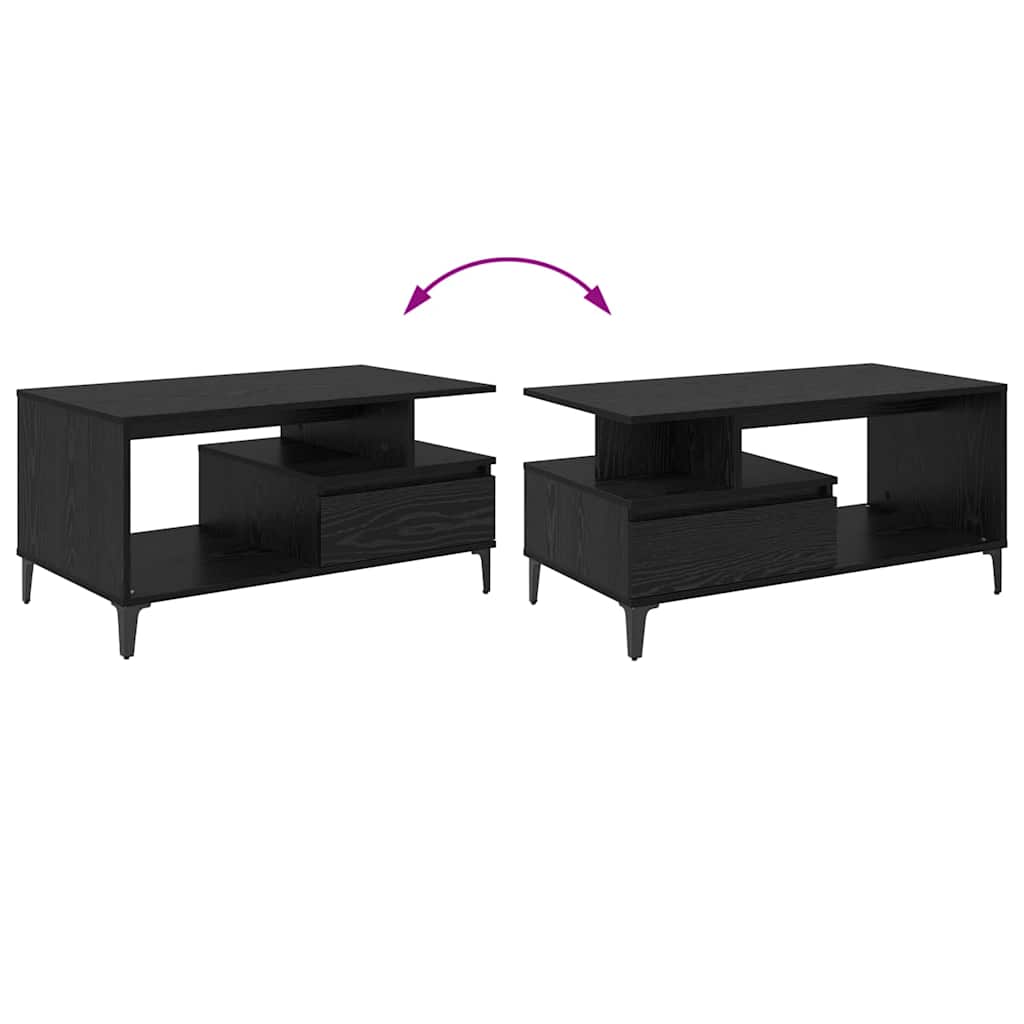 vidaXL Coffee Table Black Oak 90 x 49 x 45 cm Engineered Wood