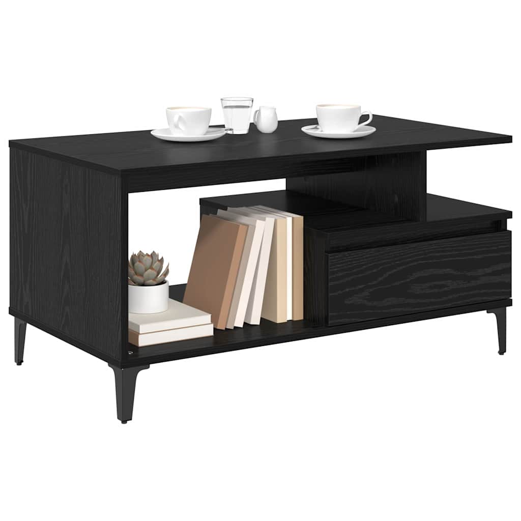 vidaXL Coffee Table Black Oak 90 x 49 x 45 cm Engineered Wood