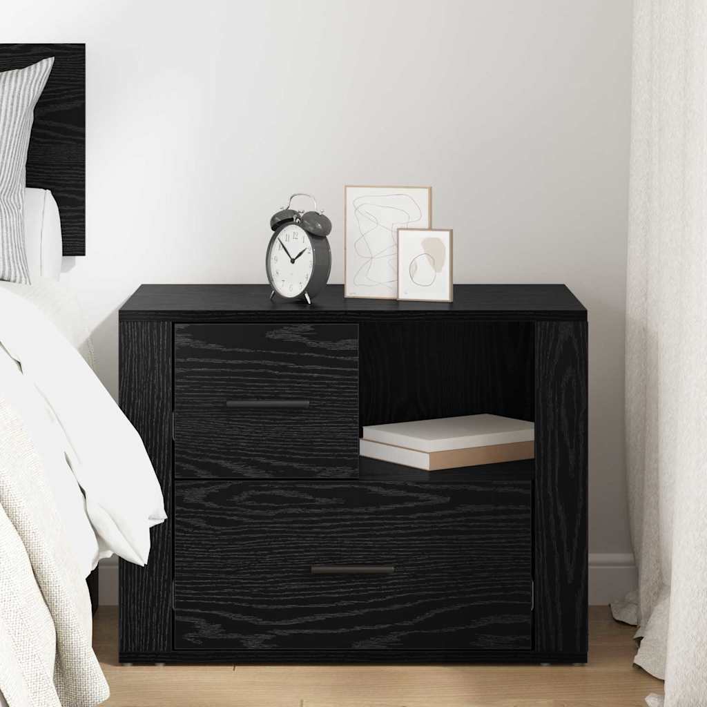 vidaXL Bedside Cabinet Black Oak 35 x 60 x 50 cm Engineered Wood