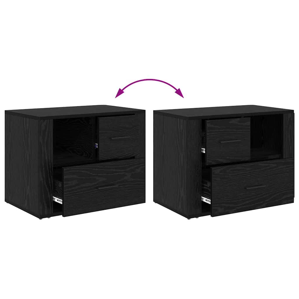 vidaXL Bedside Cabinet Black Oak 35 x 60 x 50 cm Engineered Wood
