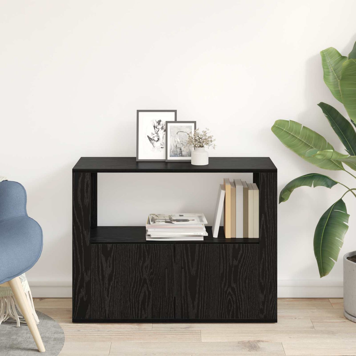 vidaXL Sideboard Black oak 80 x 30 x 60 cm Engineered Wood
