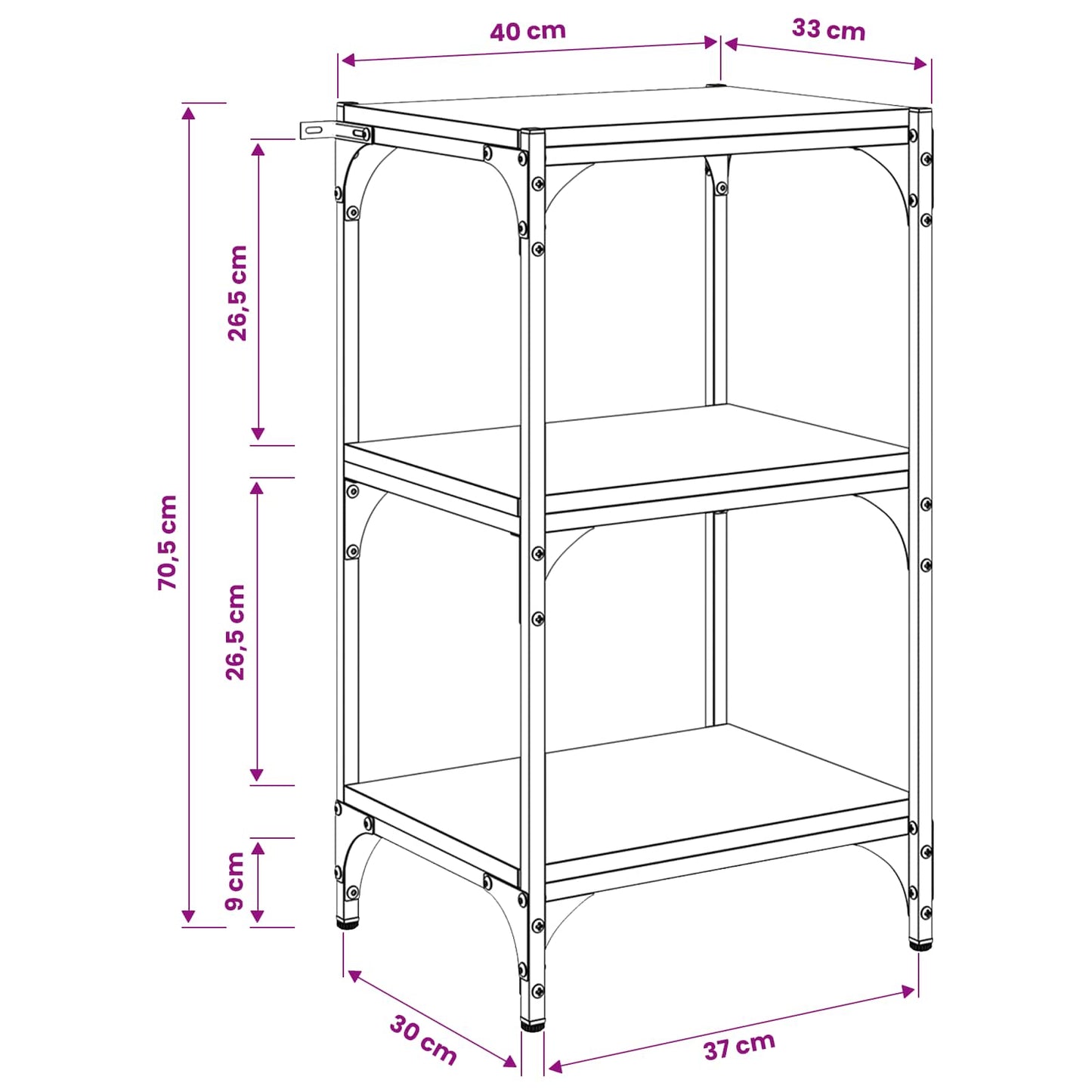 vidaXL Book Cabinet Old wood 40 x 33 x 70.5 cm Engineered wood