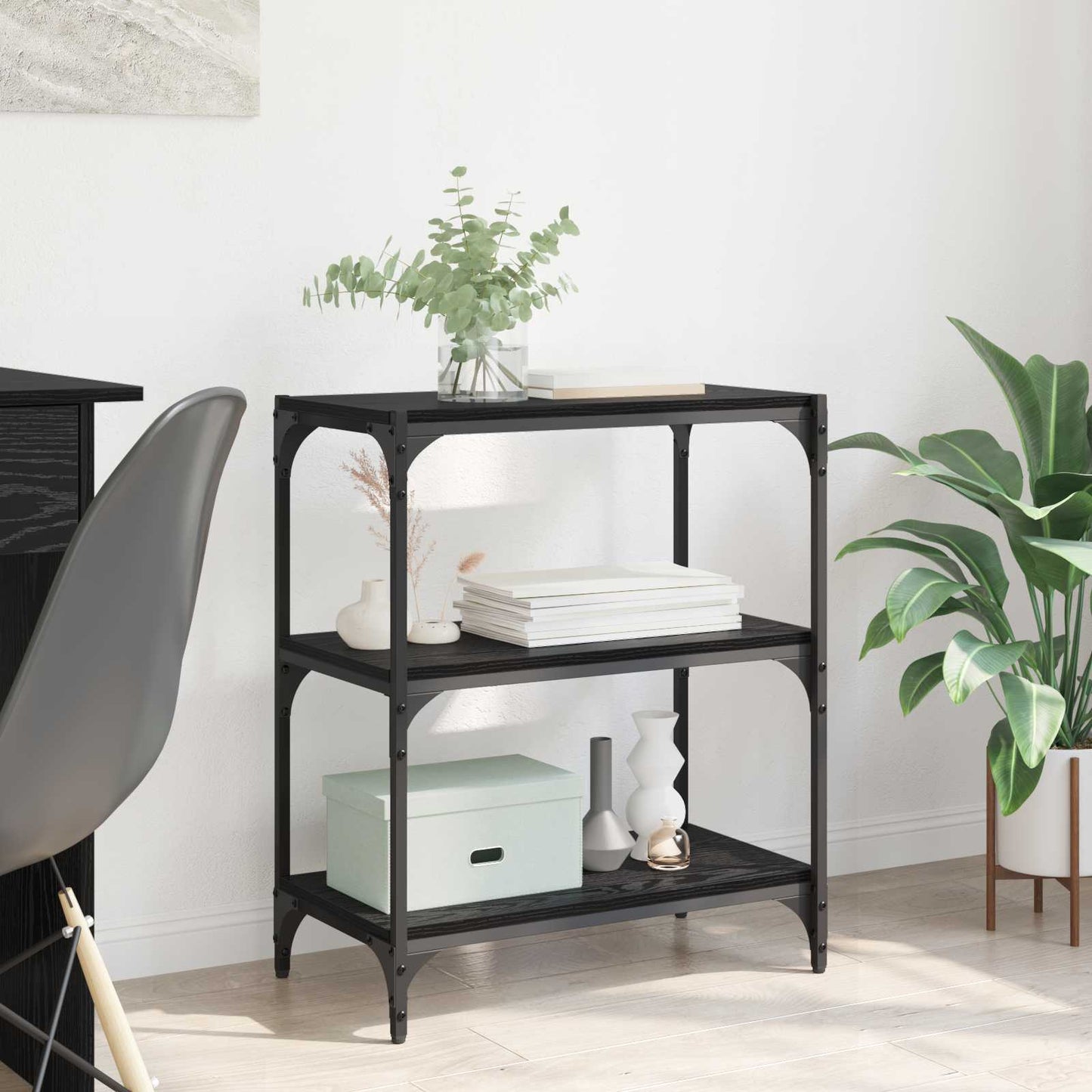 vidaXL Book Cabinet Black oak 60 x 33 x 70.5 cm Engineered wood