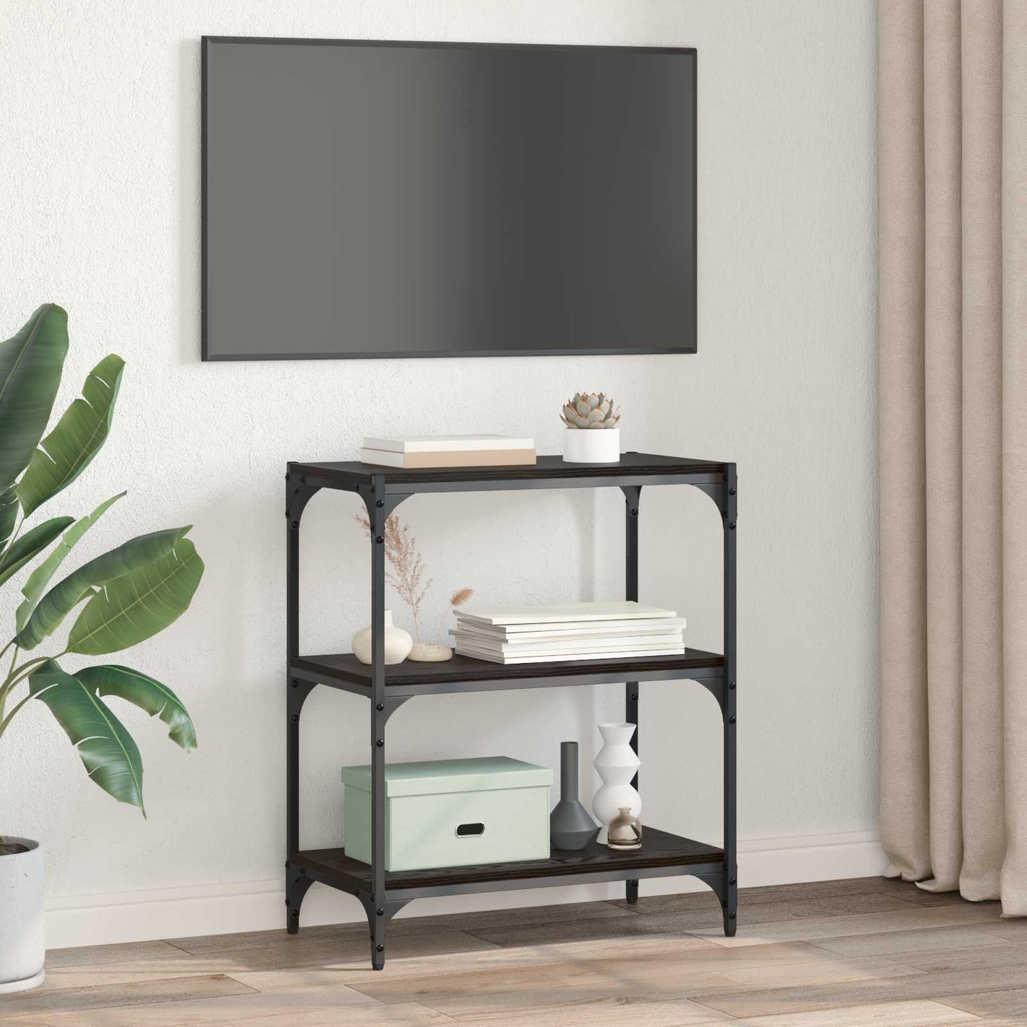 vidaXL Book Cabinet Black oak 60 x 33 x 70.5 cm Engineered wood