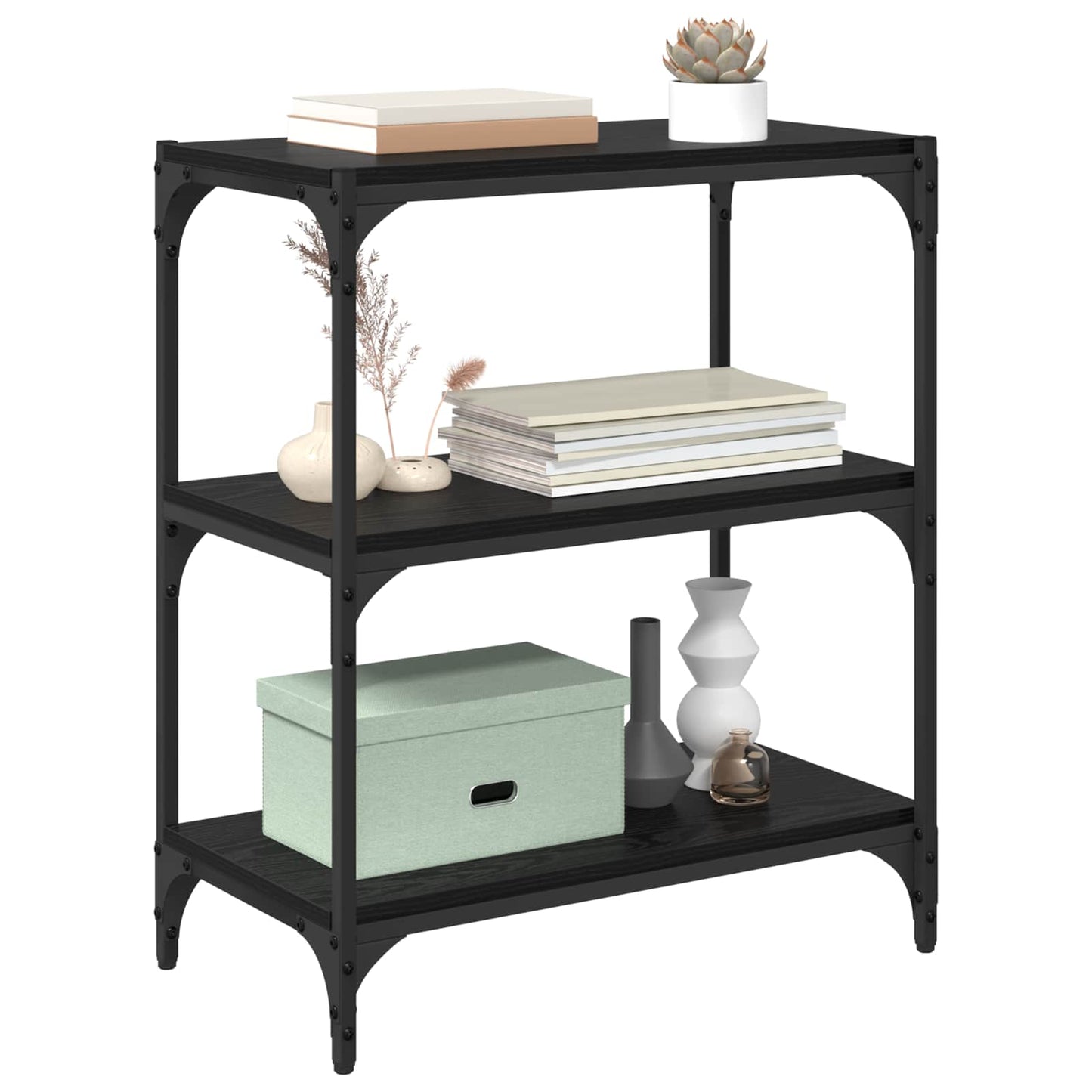 vidaXL Book Cabinet Black oak 60 x 33 x 70.5 cm Engineered wood