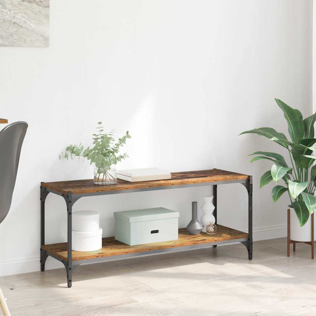 vidaXL TV Cabinet Old Wood 100 x 33 x 41 cm Engineered Wood and Iron