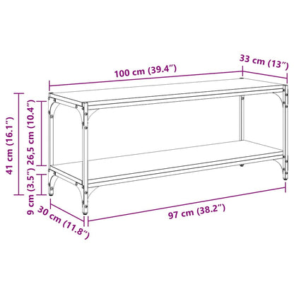 vidaXL TV Cabinet Black Oak 100 x 33 x 41 cm Engineered Wood and Iron