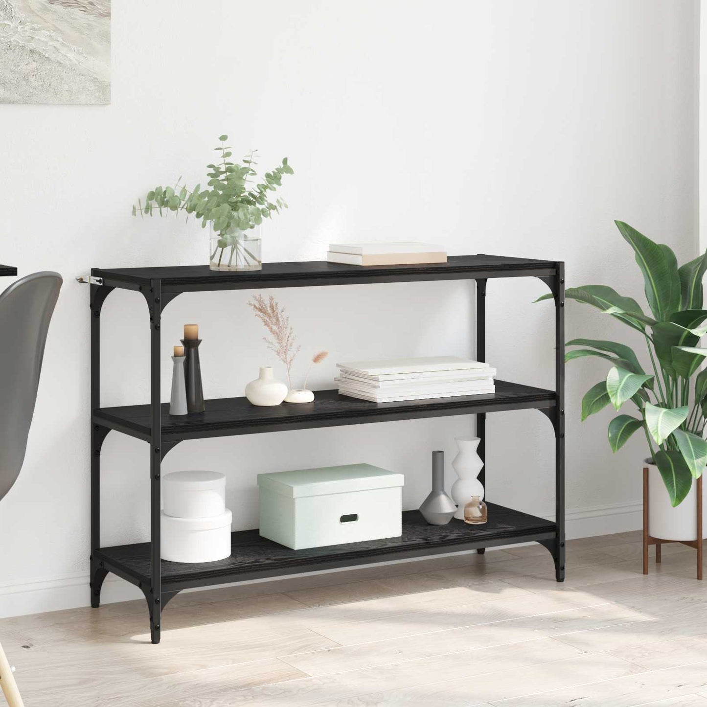 vidaXL Book Cabinet Black oak 100 x 33 x 70.5 cm Engineered wood