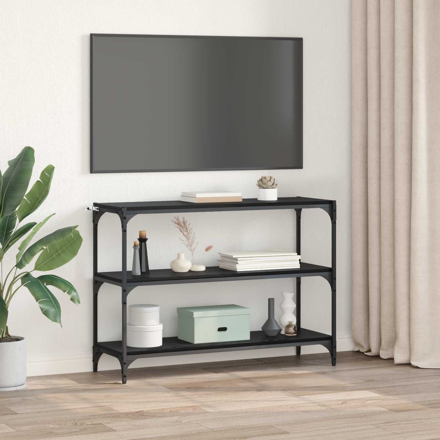 vidaXL Book Cabinet Black oak 100 x 33 x 70.5 cm Engineered wood