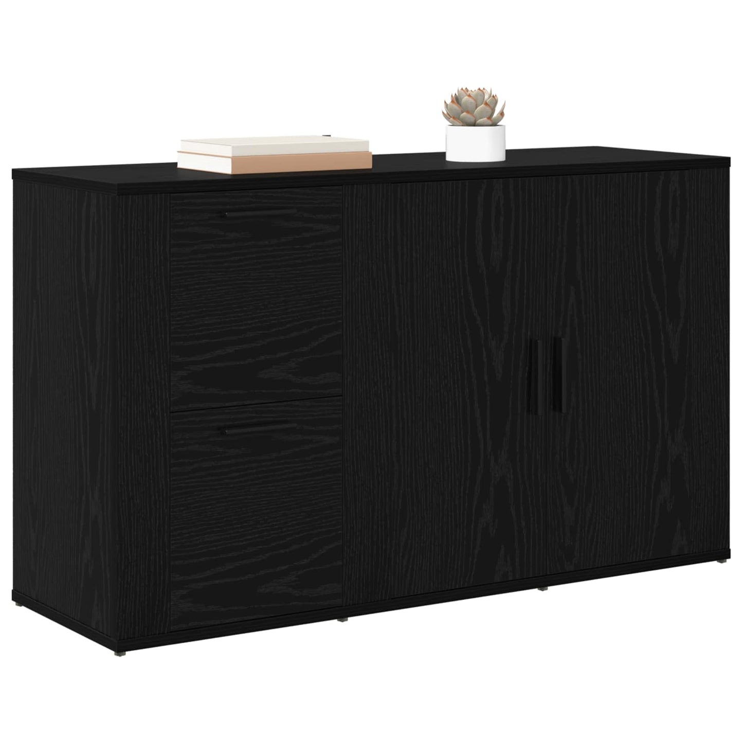 vidaXL Sideboard Black Oak 100 x 33 x 59.5 cm Engineered Wood