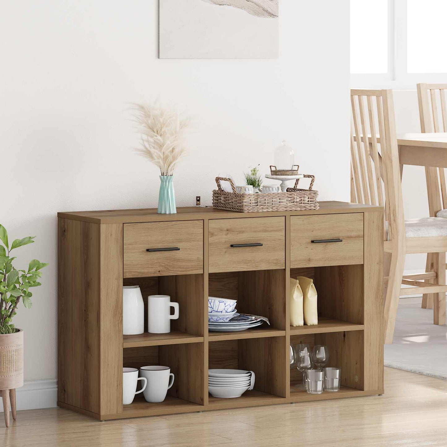vidaXL Sideboard Artisan Oak 100 x 30 x 59.5 cm Engineered Wood