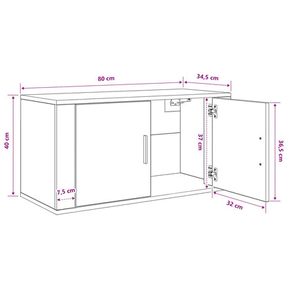 vidaXL Wall Mounted TV Cabinet Wall-mounted Old Wood 80 x 34.5 x 40 cm