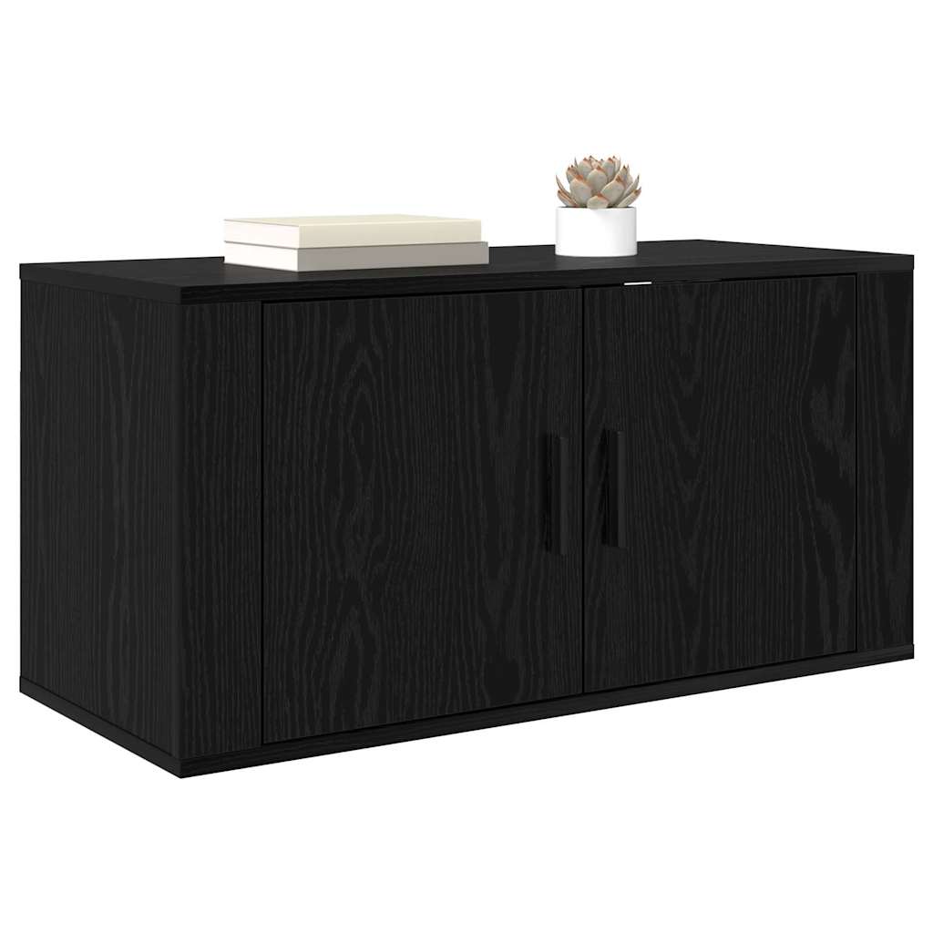 vidaXL Wall Mounted TV Cabinet Black Oak 80 x 34.5 x 40 cm