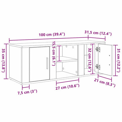vidaXL TV Cabinet Artisan Oak 100 x 31.5 x 35 cm Engineered Wood