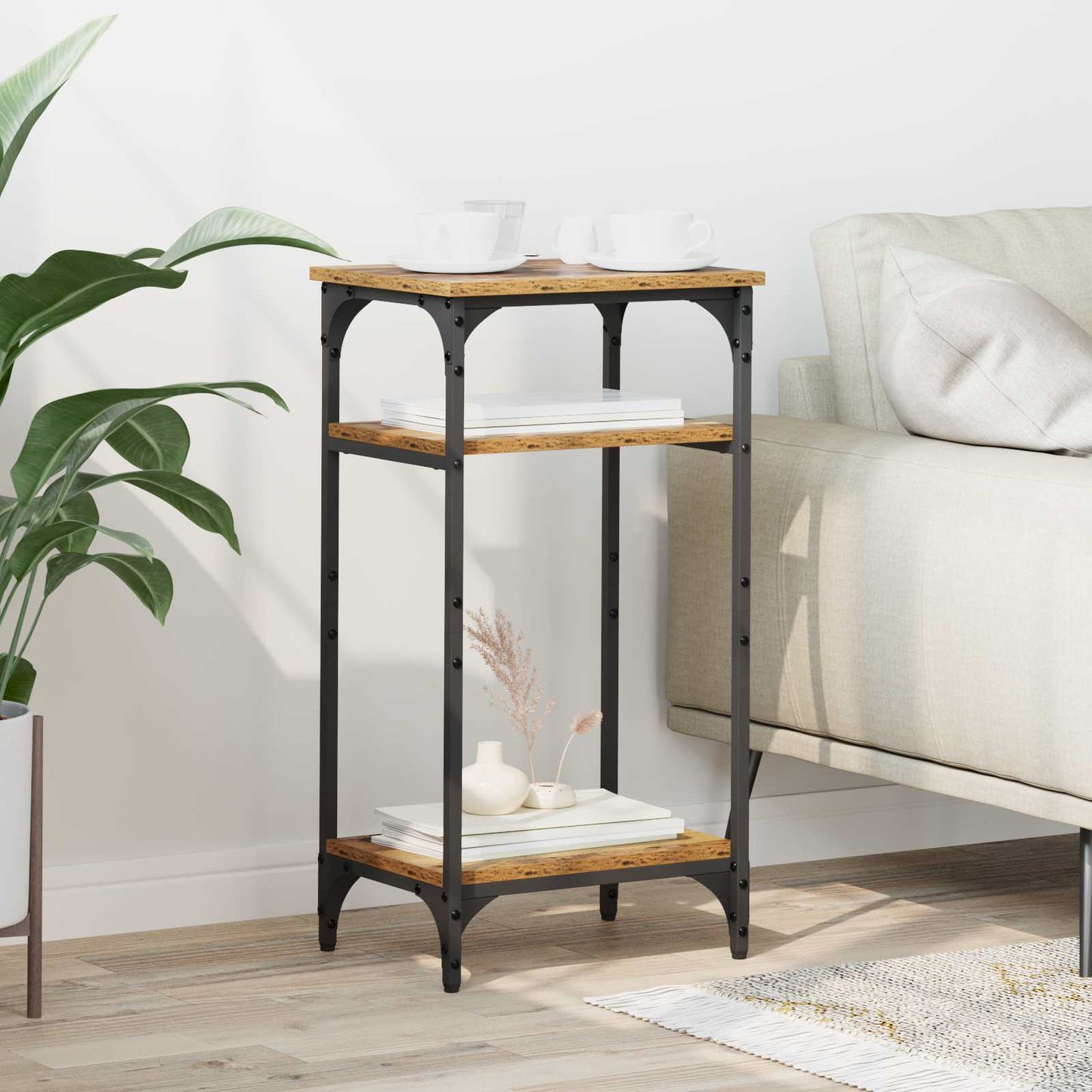 vidaXL Side Table Old Wood 40 x 30 x 75 cm Engineered Wood