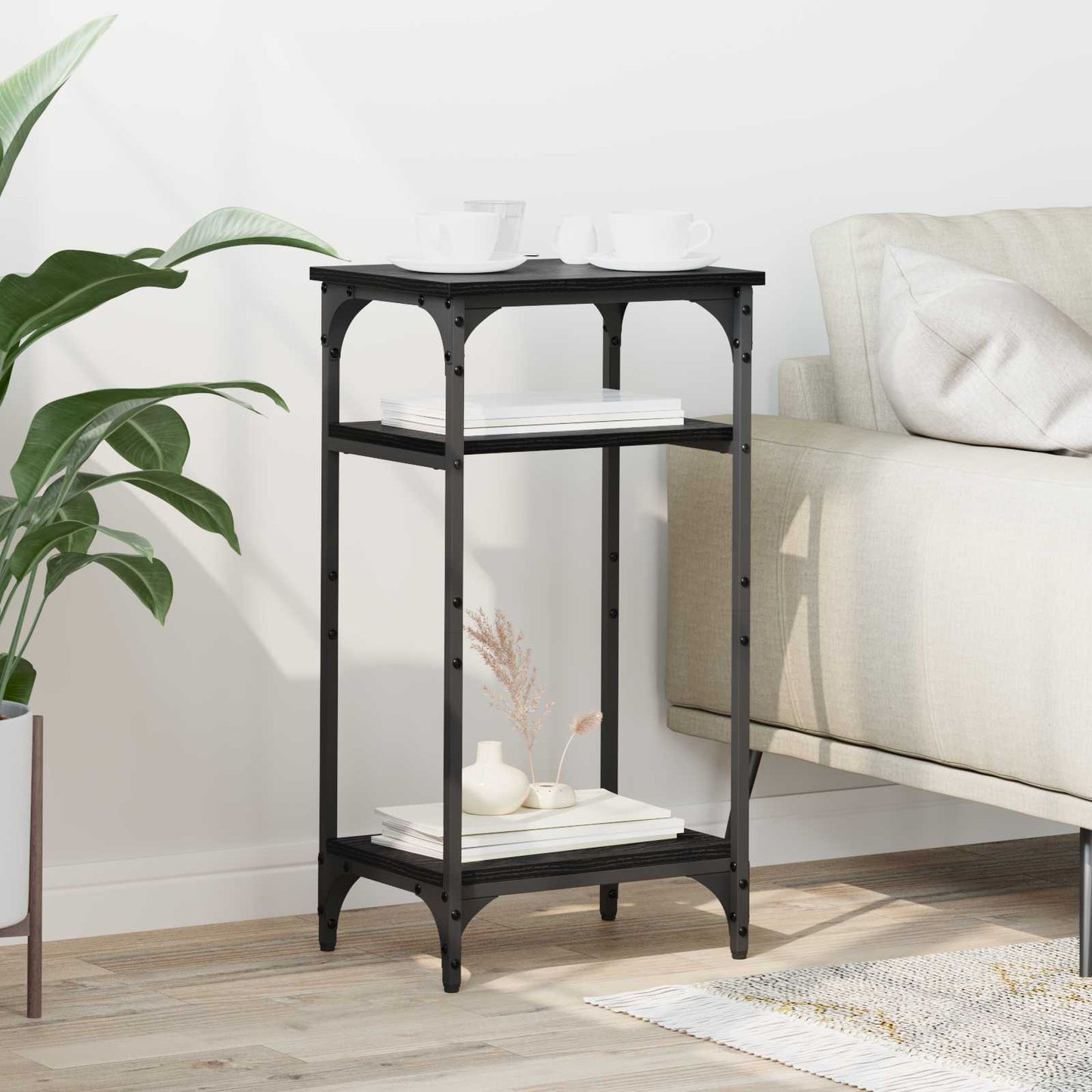 vidaXL Side Table Black Oak 40 x 30 x 75 cm Engineered Wood