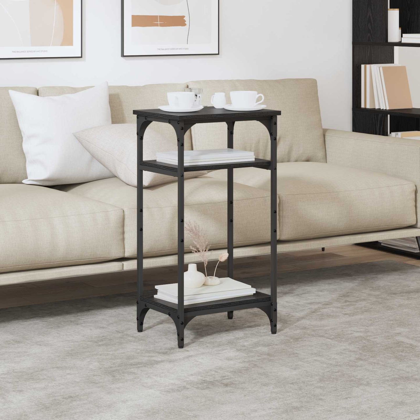 vidaXL Side Table Black Oak 40 x 30 x 75 cm Engineered Wood